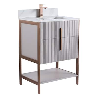 Fine Fixtures Serenity Modern Bathroom Vanity with White Carrara Stone Top