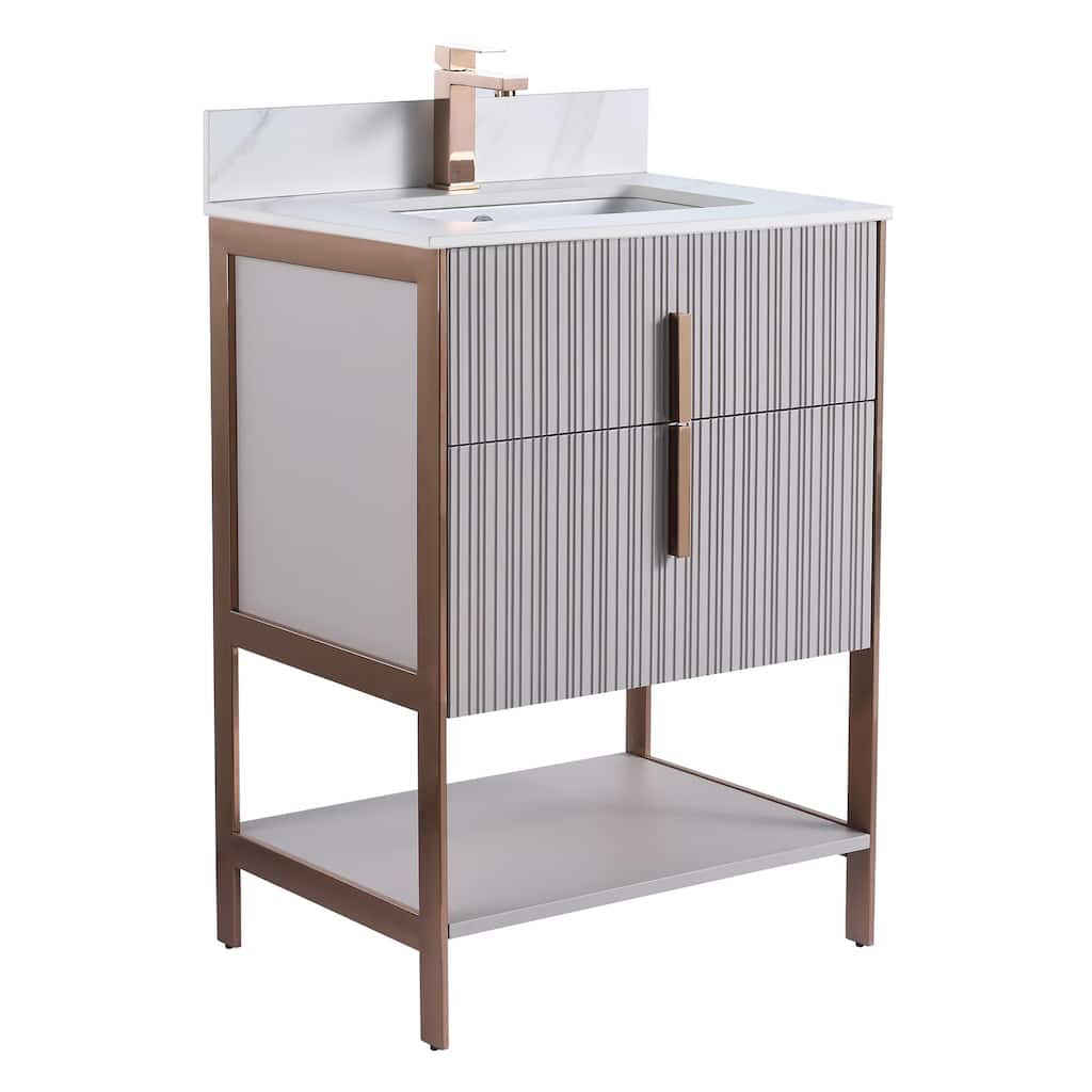 Fine Fixtures Serenity Modern Bathroom Vanity with White Carrara Stone Top
