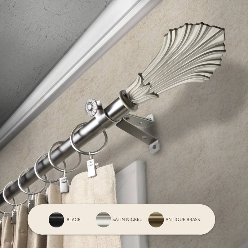 InStyleDesign Fin Adjustable Curtain Rod 13/16 inch dia. - 18 to 28 inches - Satin Nickel