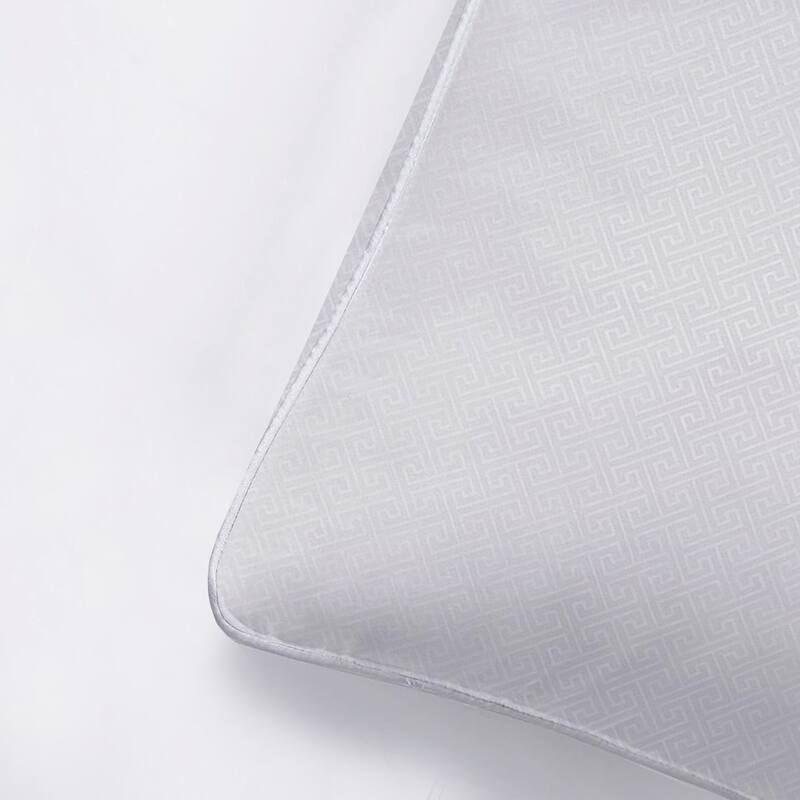 DreamLab Personal Comfort, Medium Firm Support Sleep Pillows for Back or Side Sleepers, Set of 2 - White Greek Key