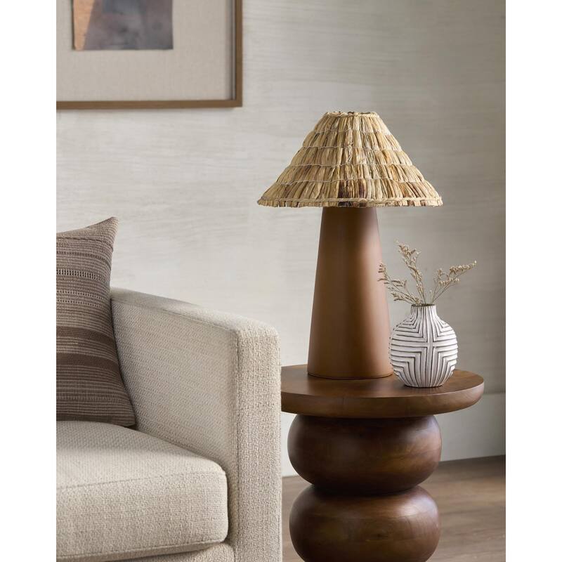 Livabliss Vikundu Traditional Accent Table Lamp - 20"H x 16"W x 16"D - DarkRed/White