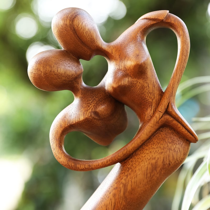 Novica Handmade One Heart And Love Wood Sculpture