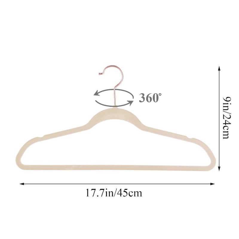 Javlergo 50/100 Pack Velvet Hangers, Heavy Duty Non Slip & Space-Saving Cloth Hangers with 6 Finger Clips & Tie Rack
