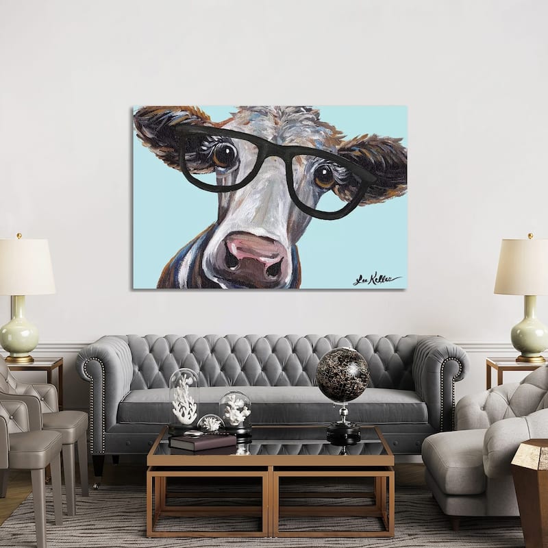 iCanvas "Cora The Cow With Glasses" by Hippie Hound Studios Canvas Print