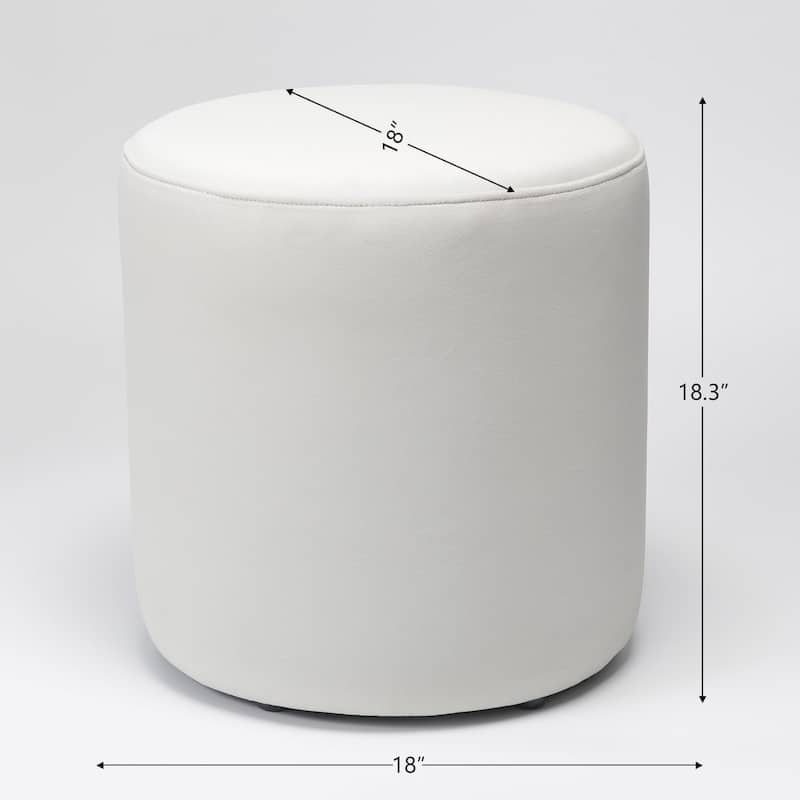 KINWELL Round Upholstered Pouf Ottoman Footrest