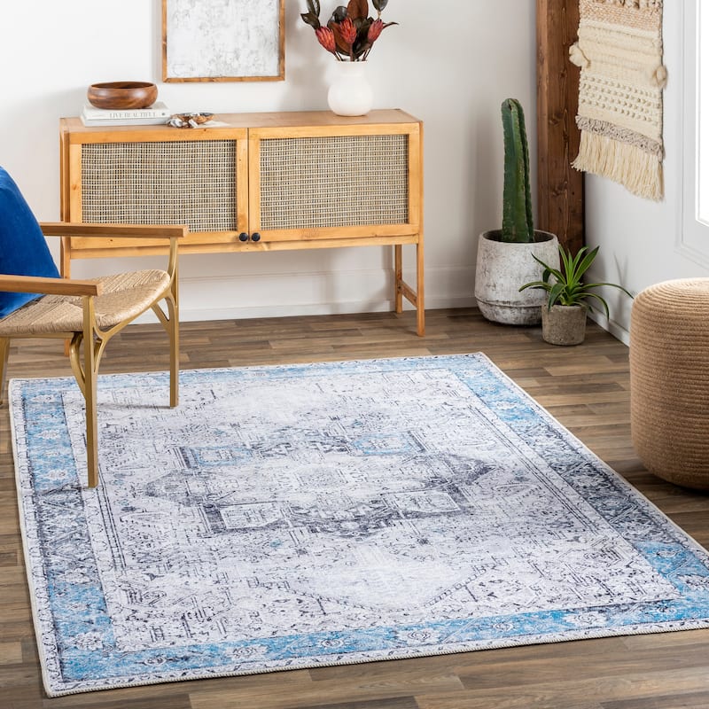 Livabliss Zakariya Vintage Medallion Machine Washable Area Rug