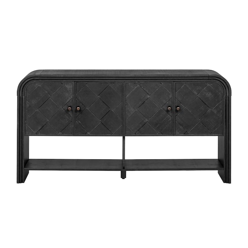 60 Inch Solid Wood Veneer Storage Sideboard Buffet