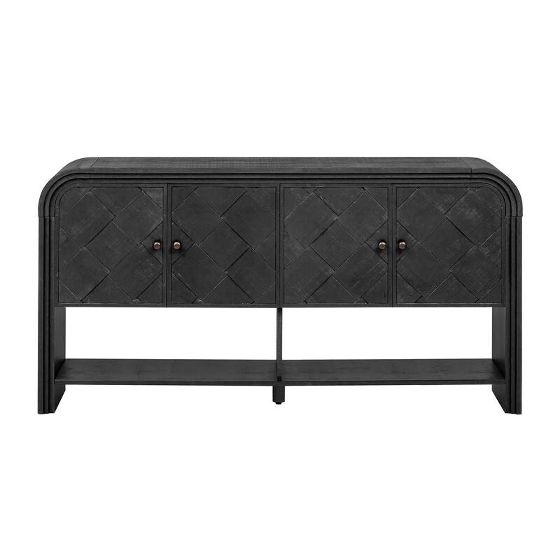 Versatile console table with Woven Wood Slats and Solid Wood Veneer,Suitable for Entryway, Hallway, Living Room,Foyer,Corridor