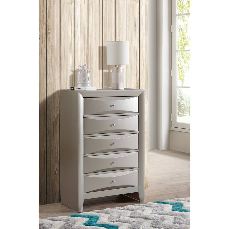 Glory Furniture Marilla 5 Drawer Chest - Silver