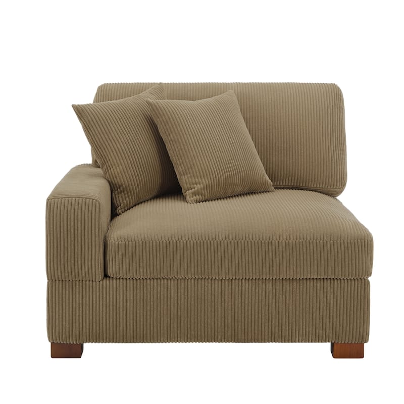 Modern L-Shaped Corduroy Modular Sectional Couch Sofa with Pillows