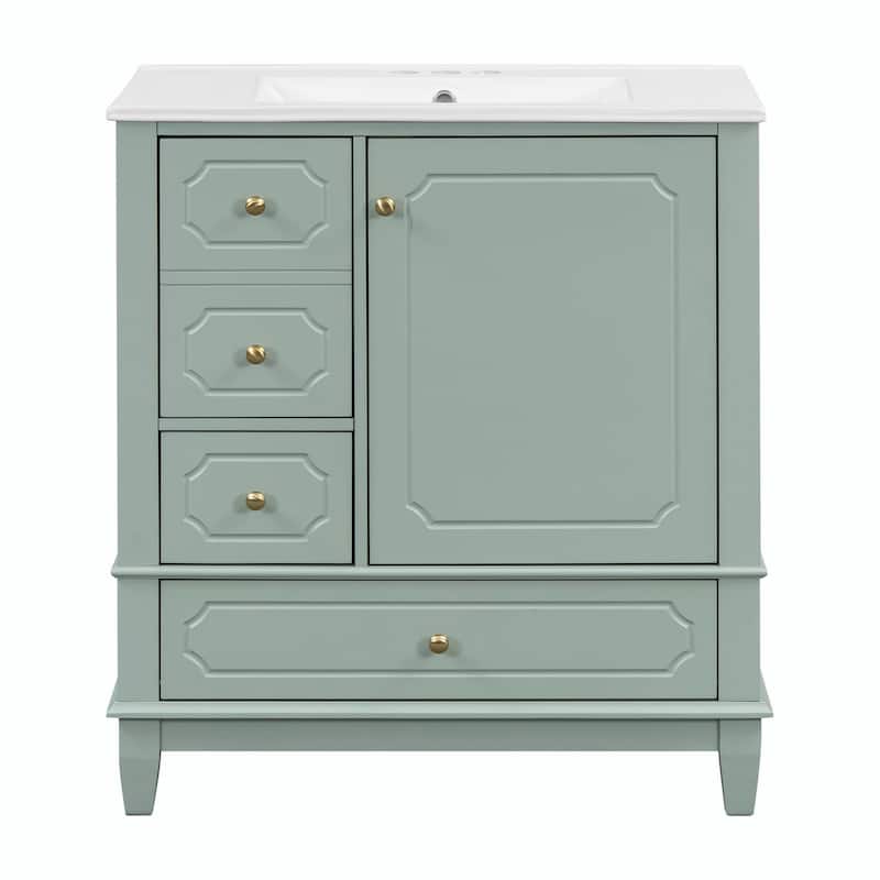 30" Freestanding Bathroom Vanity with Ceramic Sink