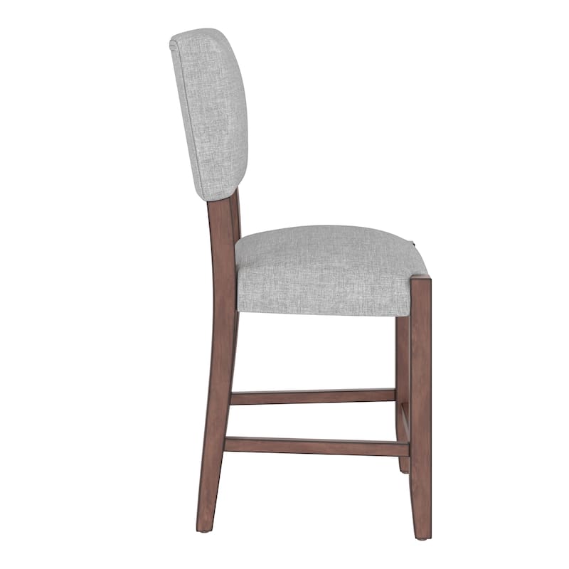 Modern Bar Stools Set of 4, 40.4" Armless Counter Stools with Back, Linen Upholstered Barstools with Solid Wood Legs