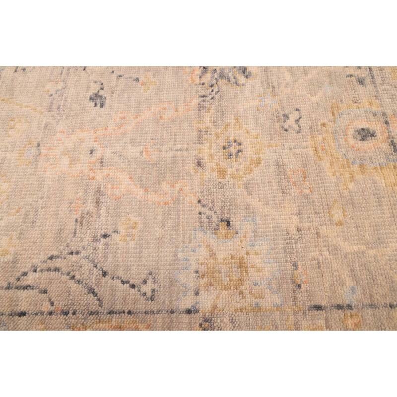 ECARPETGALLERY Hand-knotted Modern Oushak Light Grey Wool Rug - 2'5 x 8'3