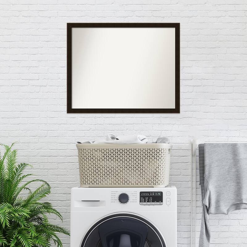 Non-Beveled Wood Bathroom Wall Mirror Frame - Espresso Brown