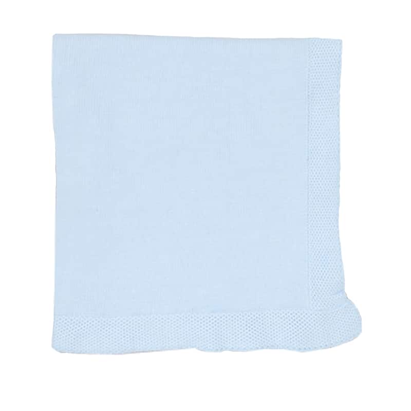 Knit Blanket with Border - Blue