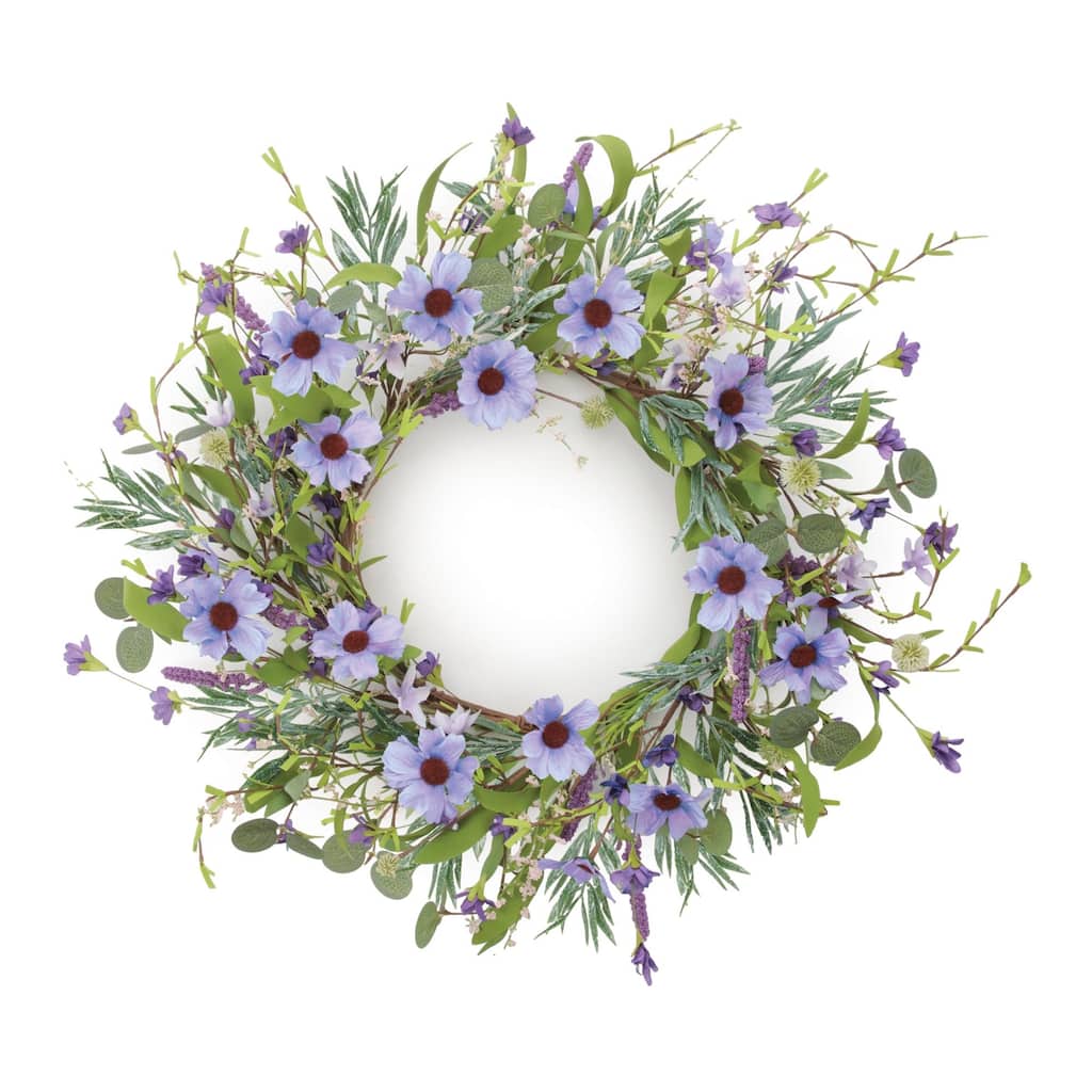 Pink Cosmos Floral Wreath 22 Inch
