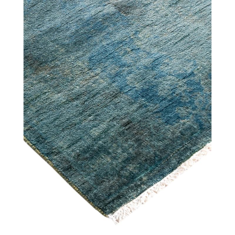 Fine Vibrance, One-of-a-Kind Hand-Knotted Runner Rug - Blue, 2' 9" x 4' 2" - 2' 9" x 4' 2"