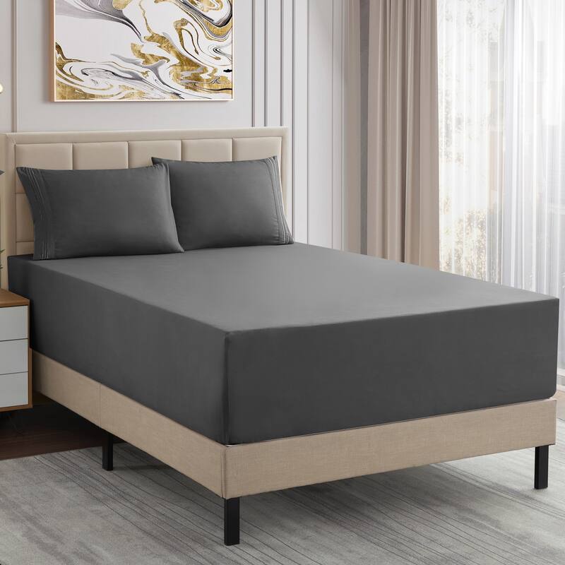 Sweet Home Collection 18"-24" Extra Deep Pocket, Double Brushed Microfiber Sheet Set - Twin - Grey
