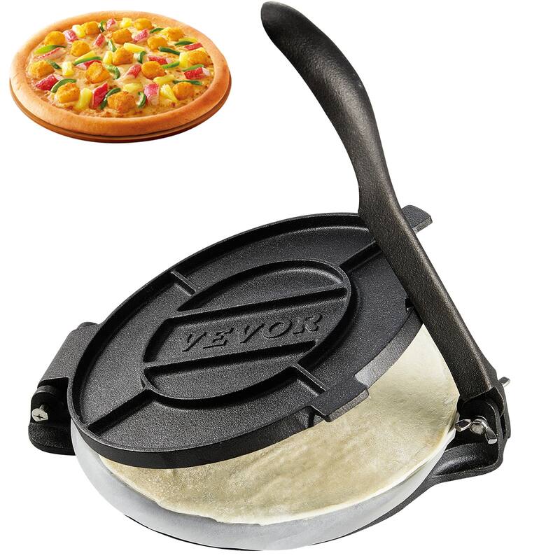 VEVOR Tortilla Press, Cast Iron Heavy Duty tortilladora Press,Dough Maker for Flour Tortilla, Tawa, Silver