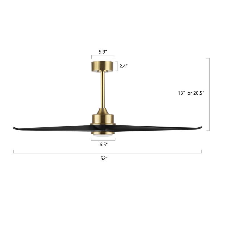 GetLedel 52-in Solid Wood Propeller LED Ceiling Fan with Remote and Light