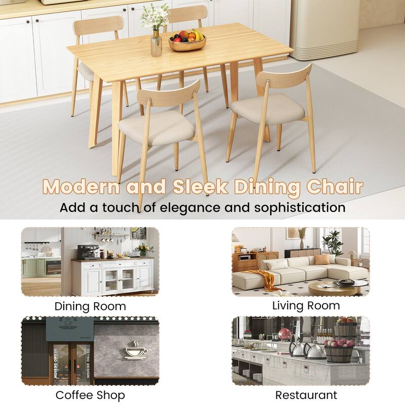 Gymax Modern Upholstered Dining Chairs Set of 2 Linen Fabric