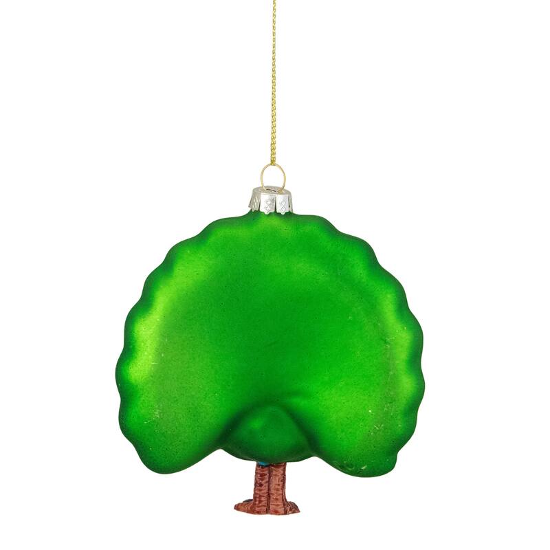 Standing Glittered Peacock Glass Christmas Ornament - 4.75" - Lime Green and Blue