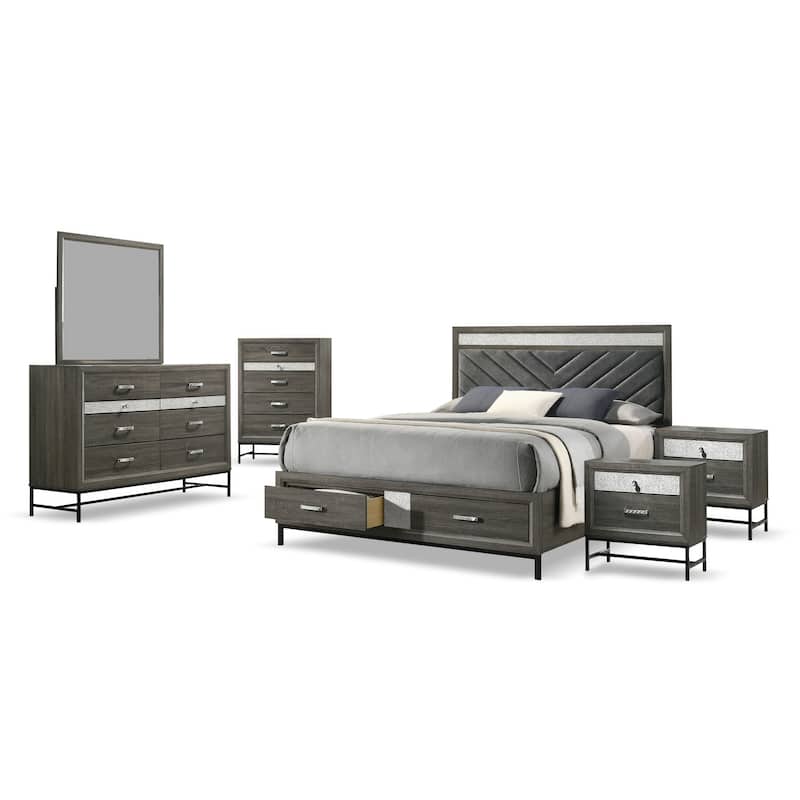 Furniture of America Heinisk Contemporary Grey 6-Piece Platform Bedroom Set