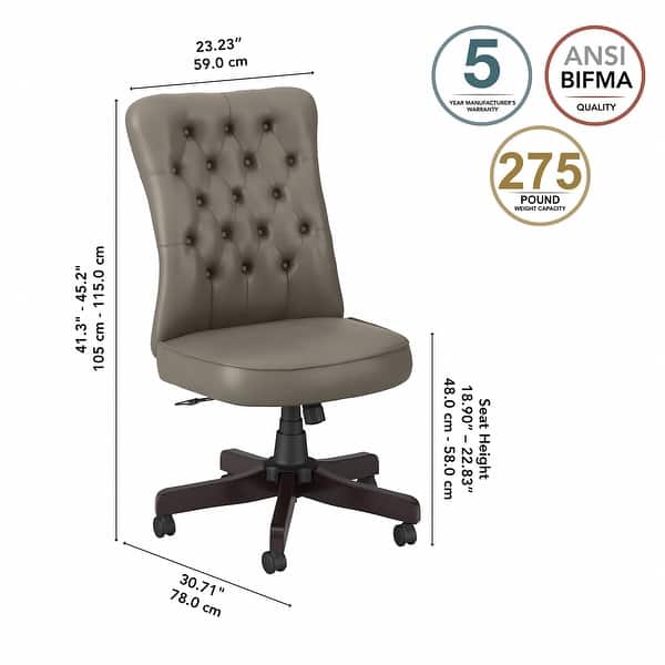 dimension image slide 1 of 5, Salinas High Back Tufted Office Chair by Bush Furniture