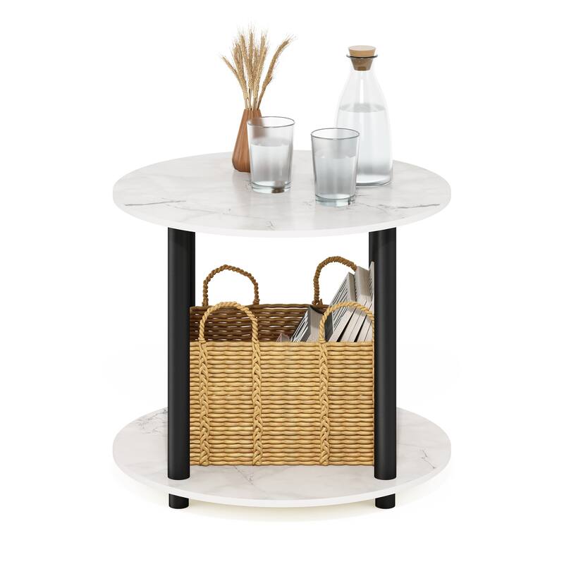 Furinno Turn-N-Tube Simple Design 2-Tier Round Wooden Coffee Table