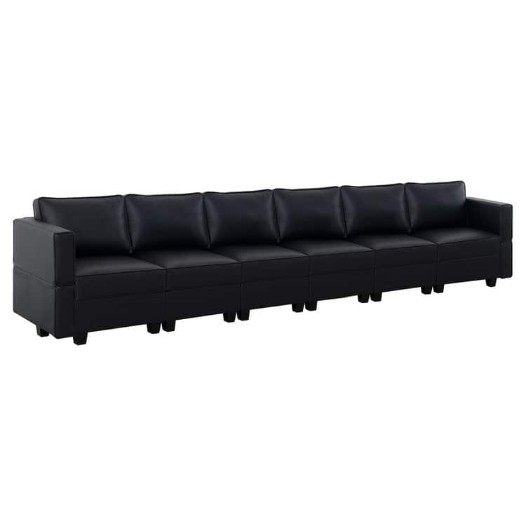 DIY Modular Sleeper Sectional Sofa Collection Convertible Sofa Couches with Storage Seats - Suitable for Living Room - Black,6 Piece Modular Sectional