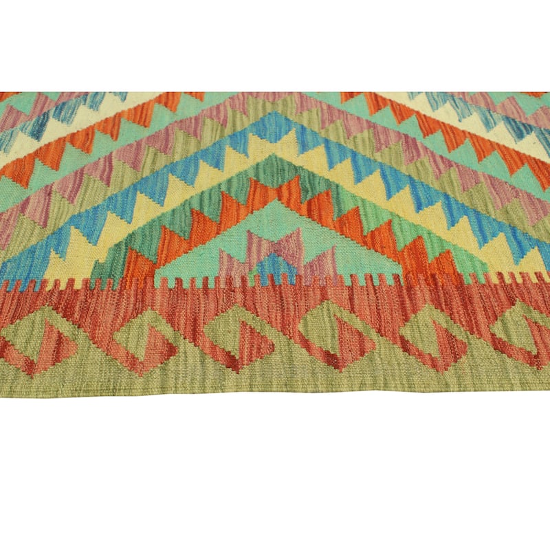 Noori Rug Sangat Flatweave Boran Brown/Lt. Green Rug - 4'0" x 6'0"