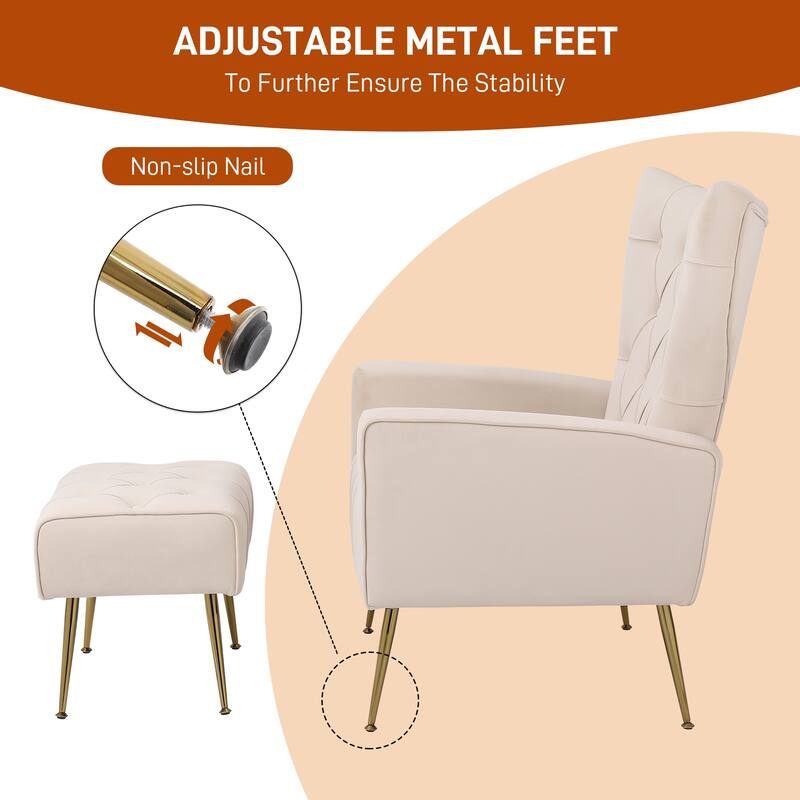Ouyessir Upholstered Tufted Accent Chair with Ottoman