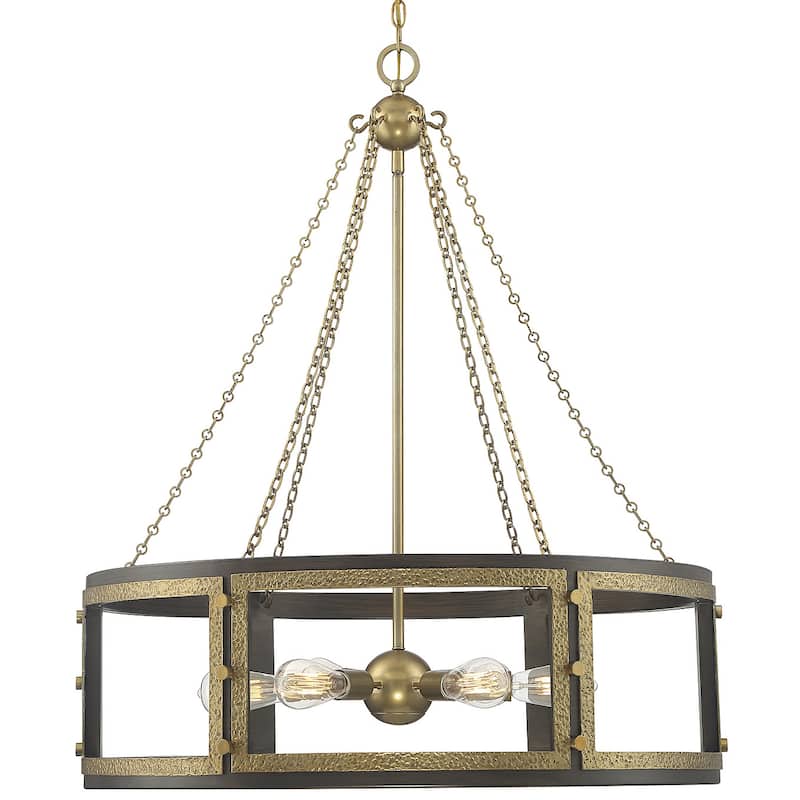 Savoy House Lakefield 6 Light 34" Wide Suspension Pendant - Burnished Brass / Walnut
