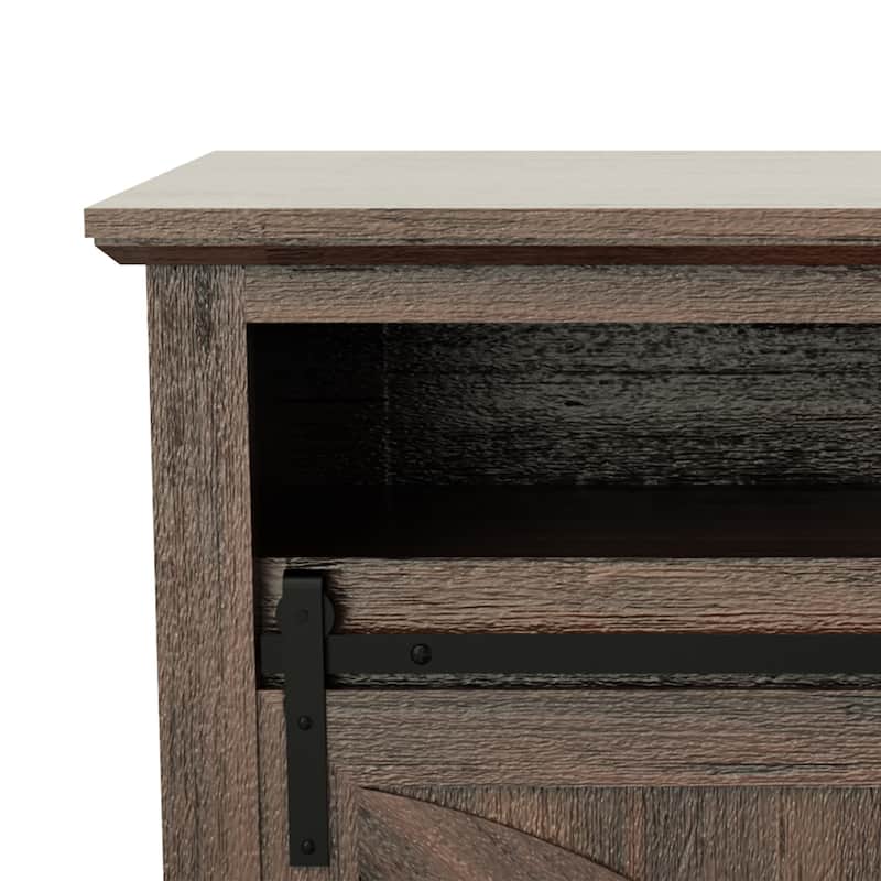 68" Farmhouse Sliding Barn Door Fireplace TV Stands Console Table with 23" Electric Fireplace