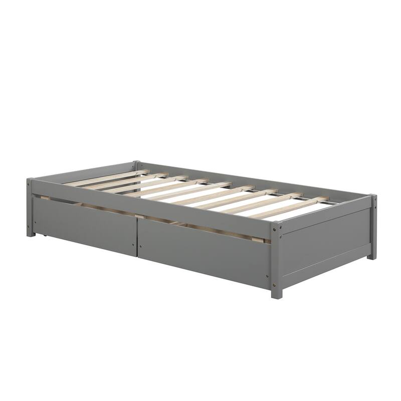 Twin Bed with 2 Drawers - Grey
