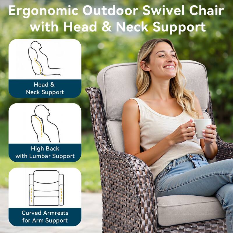 Pocassy 4Pieces Swivel Glider Chairs with 5Inch 6Inch Cushion