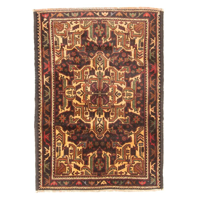 ECARPETGALLERY Hand-knotted Teimani Dark Brown Wool Rug - 2'10 x 4'1