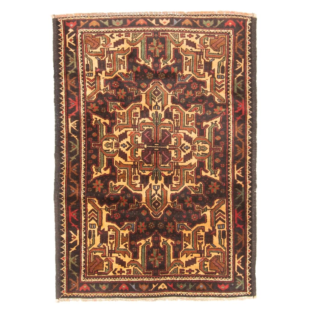 ECARPETGALLERY Hand-knotted Teimani Dark Brown Wool Rug - 2'10 x 4'1