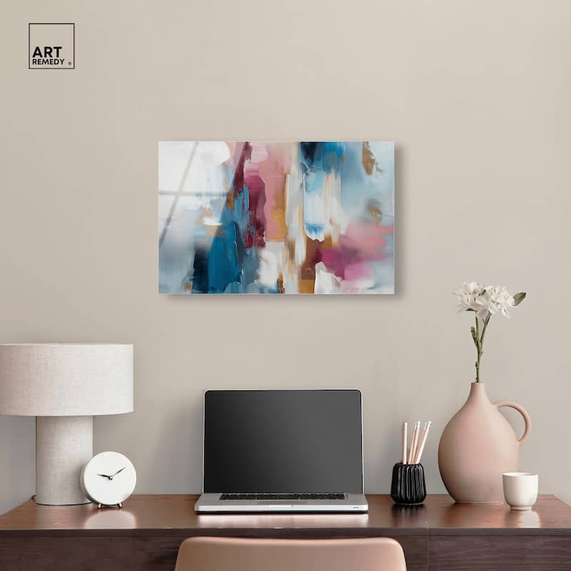 Rosy and Ocean Hues II Acrylic by Art Remedy, Ready to Hang