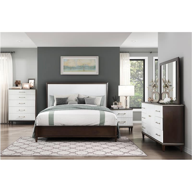 Eden 6 Piece White Espresso Panel Bedroom Set - King