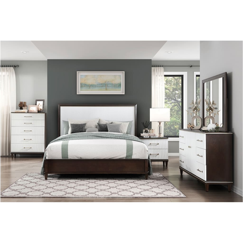 Eden 6 Piece White Espresso Panel Bedroom Set