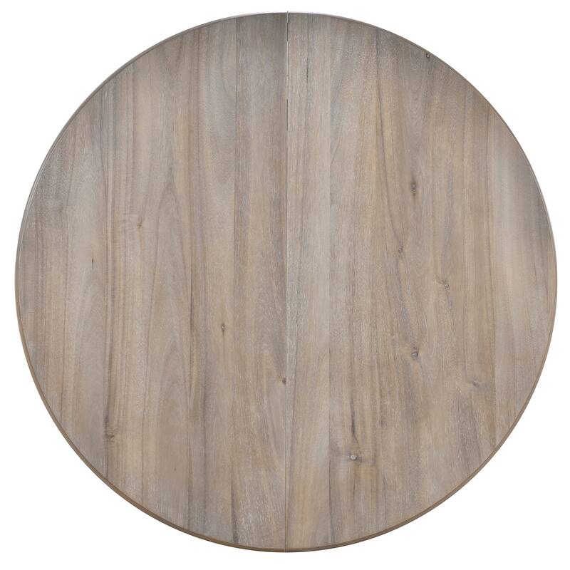 Wood Dining Table Extends From 41.4 " to 56.6", Round Dining Table with Hidden Flip Leaves, Kitchen Table with Rubber Wood Legs