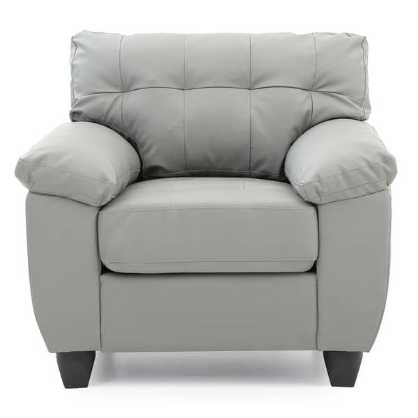 slide 2 of 4, Leather Tufted Upholstered Accent Chair - 36" - Gray