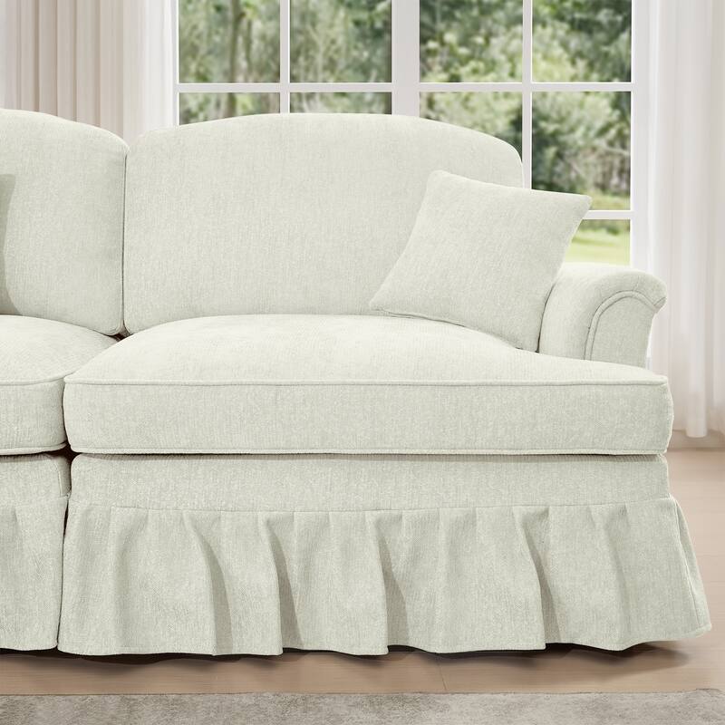 GDFStudio - Classic U-Shaped Chenille 4-Seater 137.8" Sectional Sofa with Ottomans