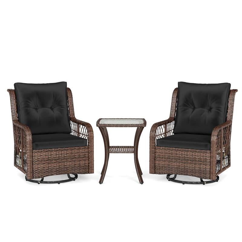 Costway 3 PCS Patio Furniture Set with 2-Tier Side Table and Cushions - See Details
