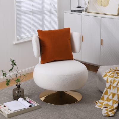 Fabric Swivel Round Barrel Chair
