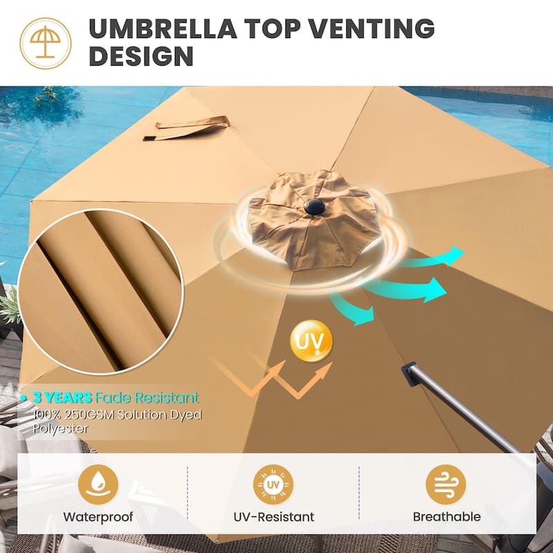 Crestlive Products 11.5ft Round Cantilever Patio Umbrella with 7-position Adjustment and 360-degree Rotation