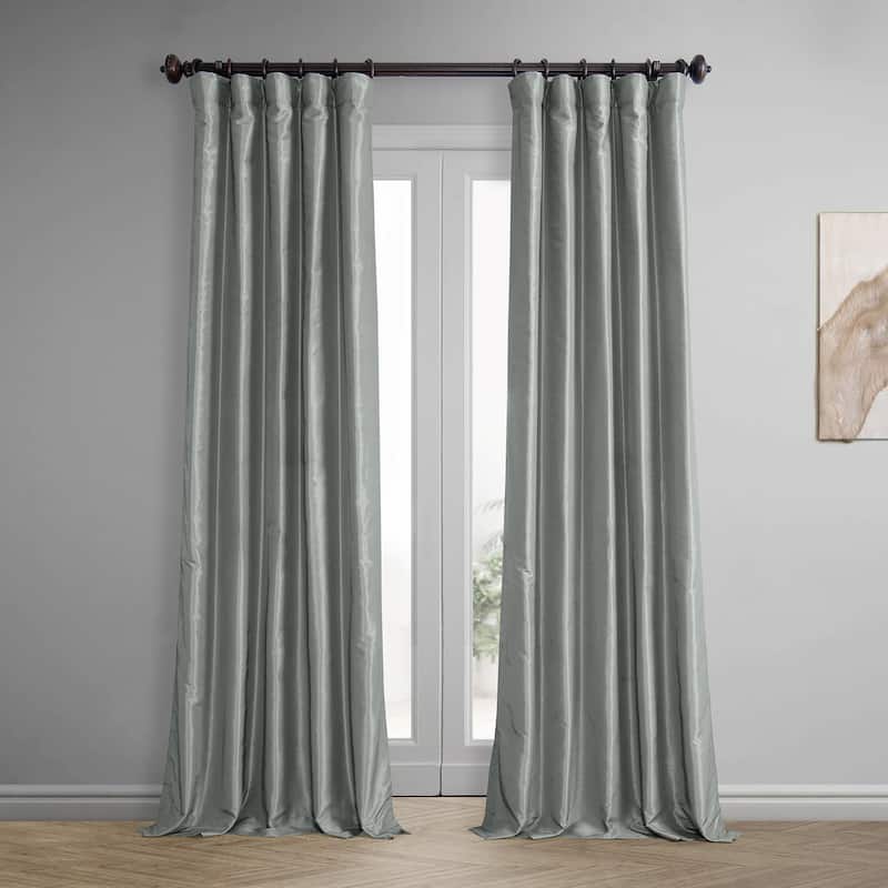 Exclusive Fabrics Textured Faux Dupioni Silk Thermal Blackout Curtains (1 Panel) - 50 X 84 - Silver