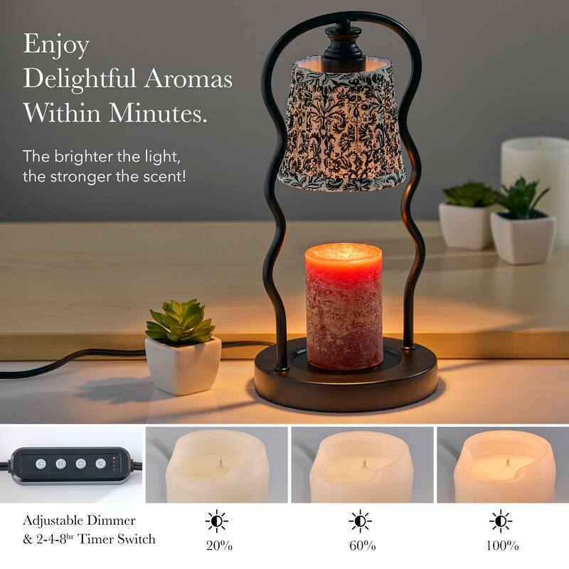 Twirl Candlewarmer Lamp with Timer - Dimmable Wax Melt Heater, 3 Lighting Modes & Auto Shutoff