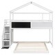 preview thumbnail 9 of 8, Twin over Full House Bunk Bed with Staircase and Blackboard, White